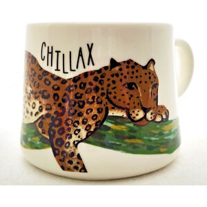 MUG-CHILLAX-Opal House-Porcelain-Cheetah-Holds 2 Cups (16 oz)